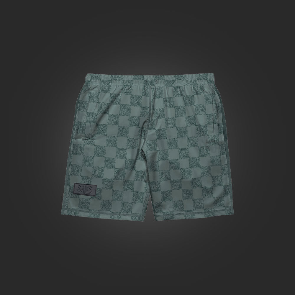 SAVS CHECKER FLORAL HYBRID SHORTS - ALPINE