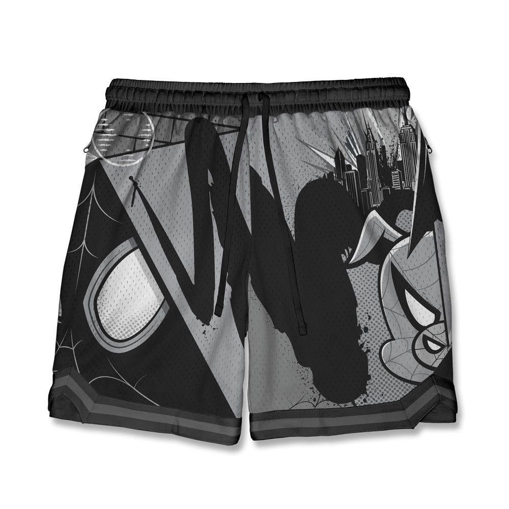 "WEB-SLINGER" MONOCHROME MEN'S HOOP SHORTS