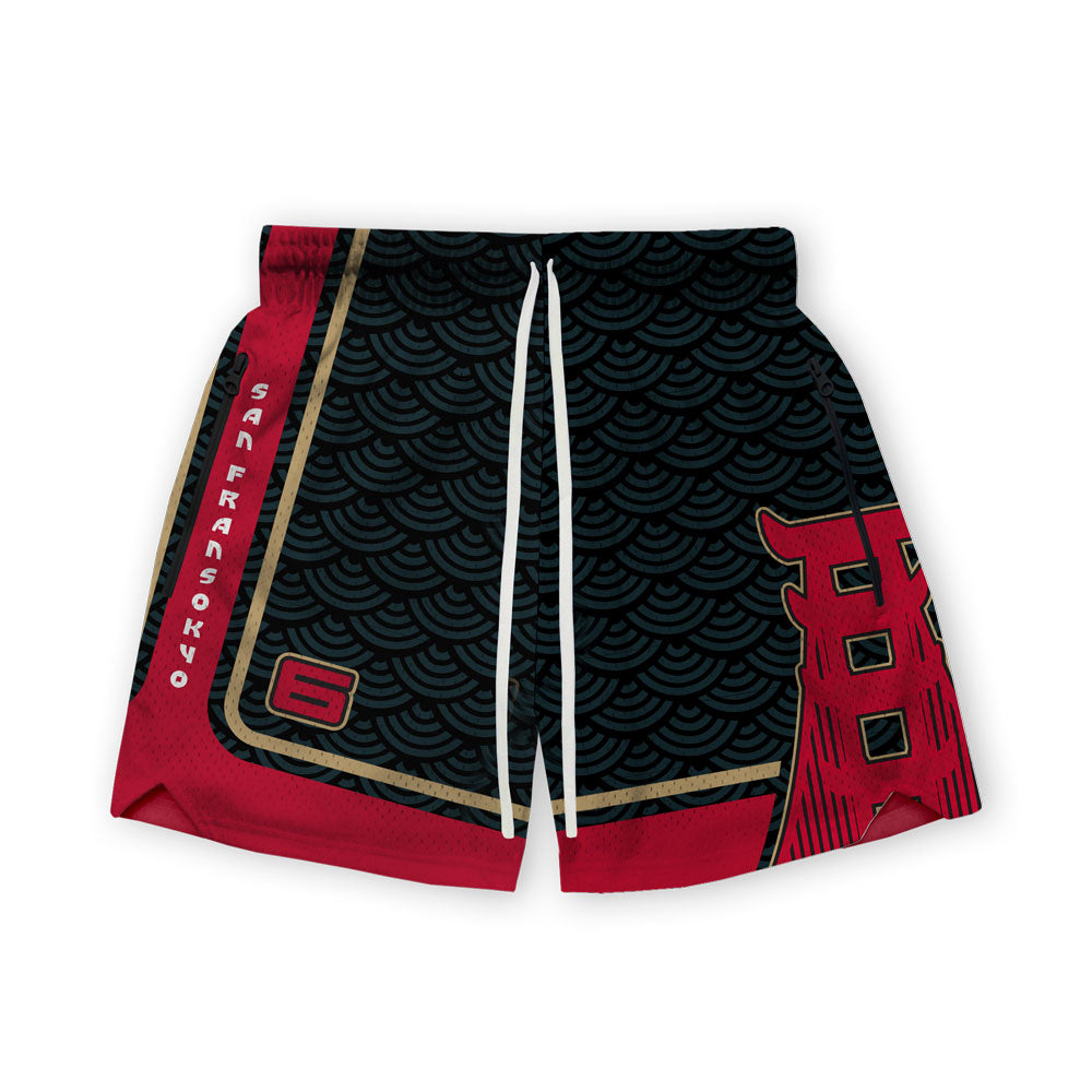 "SAN FRANSOKYO FAITHFUL" MEN'S HOOP SHORTS