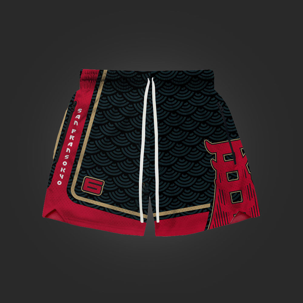 "SAN FRANSOKYO FAITHFUL" MEN'S HOOP SHORTS