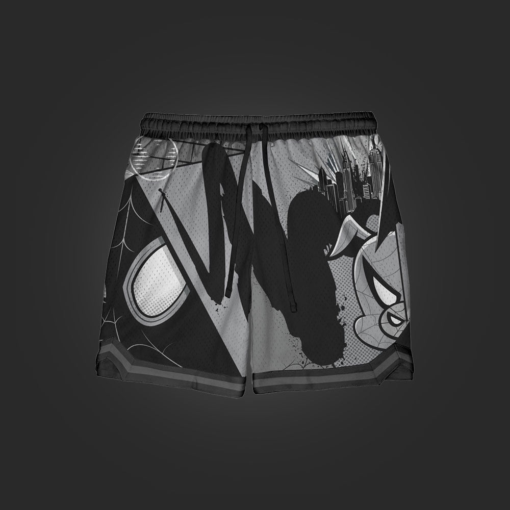 "WEB-SLINGER" MONOCHROME MEN'S HOOP SHORTS