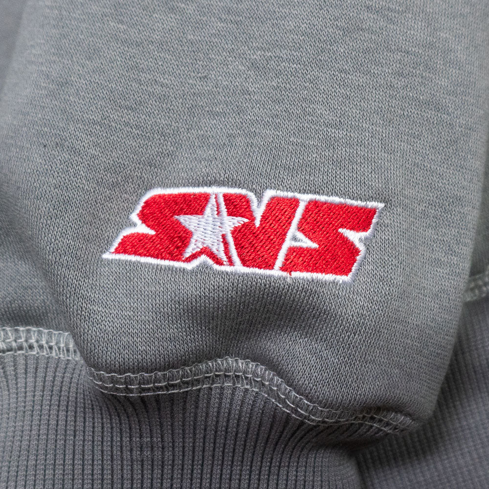 SAVS HEAVYWEIGHT APPLIQUE HOODIE - COOL GREY/RED