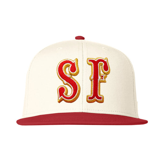 SAVS x BBC 6 PANEL "SF" SNAPBACK - RED/SAIL
