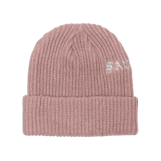 SAVS "OLD E" KNIT BEANIE - DUSTY ROSE