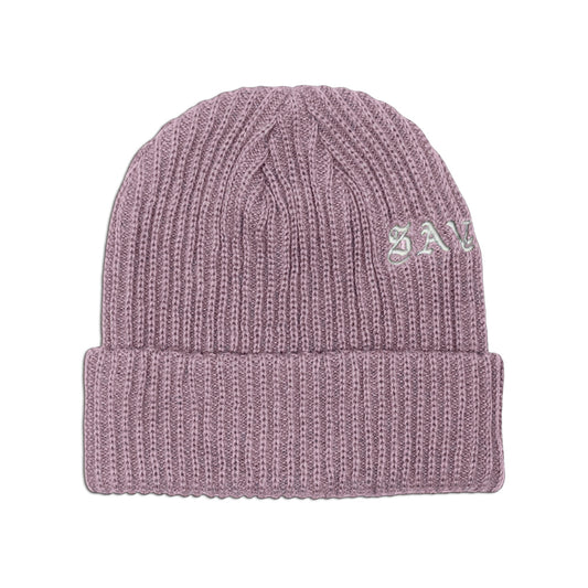 SAVS "OLD E" KNIT BEANIE - DUSTY LILAC