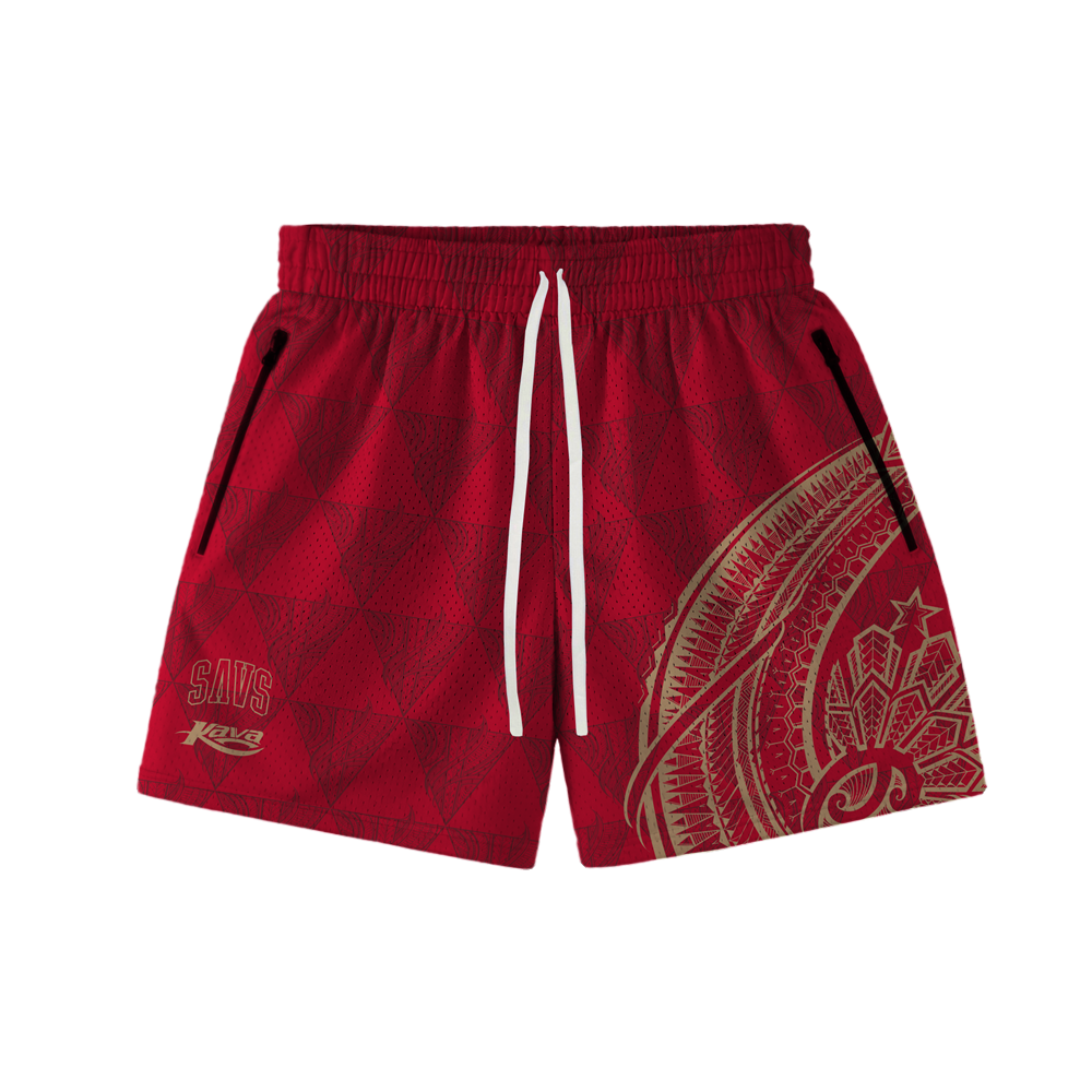 KAVA x SAVS SUN HOOP SHORTS - RED/GOLD