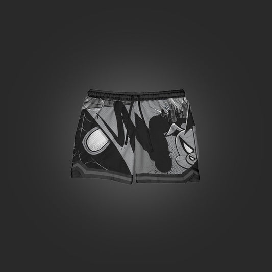 "WEB-SLINGER" MONOCHROME KIDS HOOP SHORTS