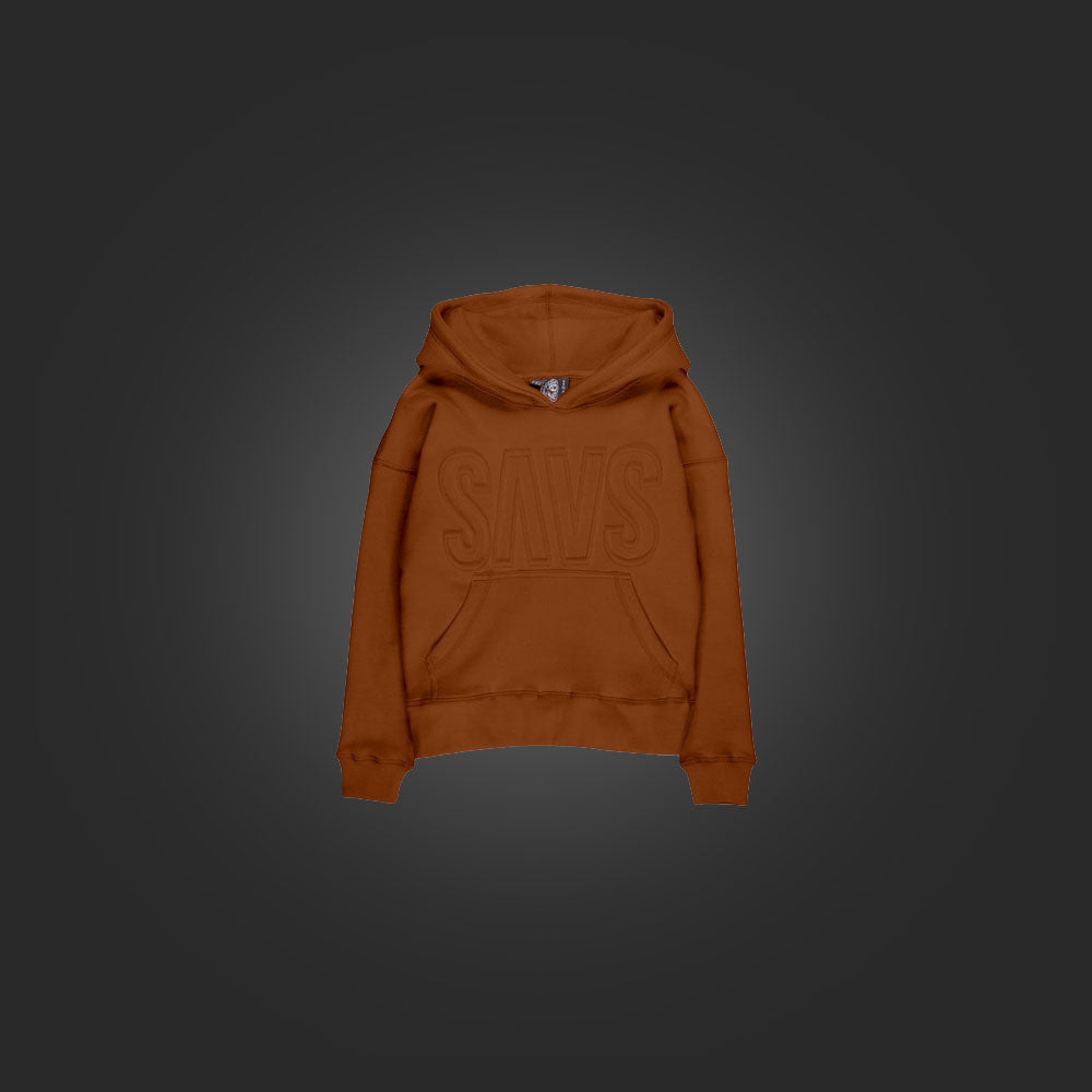 KIDS SAVS EMBOSSED HOODIE - BURNT ORANGE