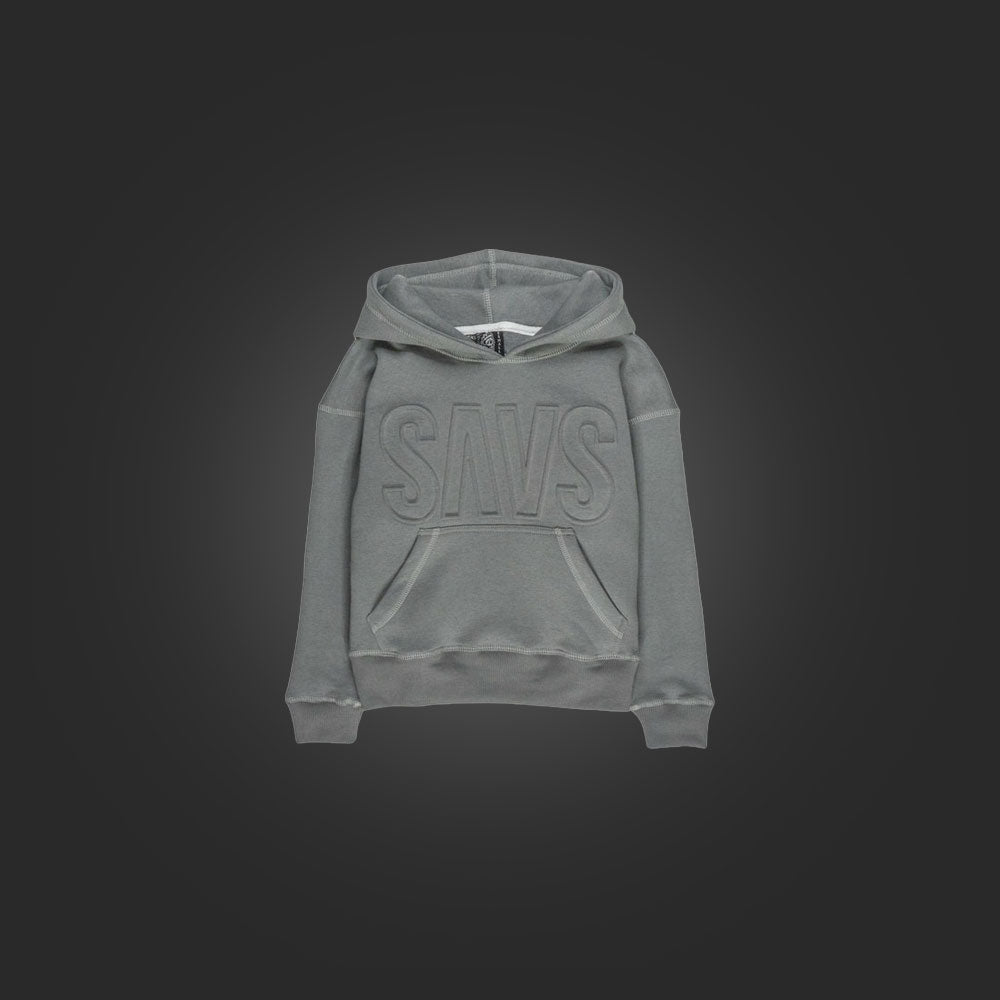 KIDS SAVS EMBOSSED HOODIE - COOL GREY