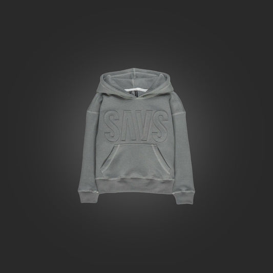 KIDS SAVS EMBOSSED HOODIE - COOL GREY