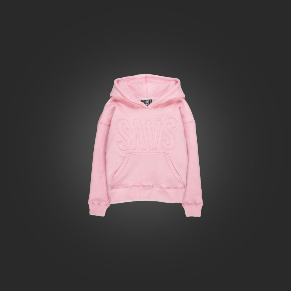 KIDS SAVS EMBOSSED HOODIE - BABY PINK