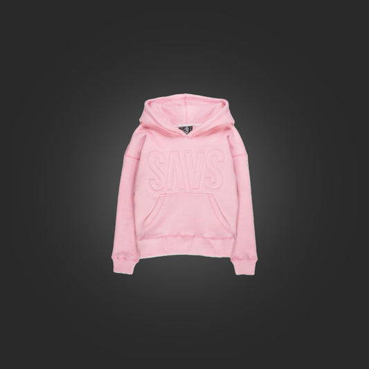 KIDS SAVS EMBOSSED HOODIE - BABY PINK
