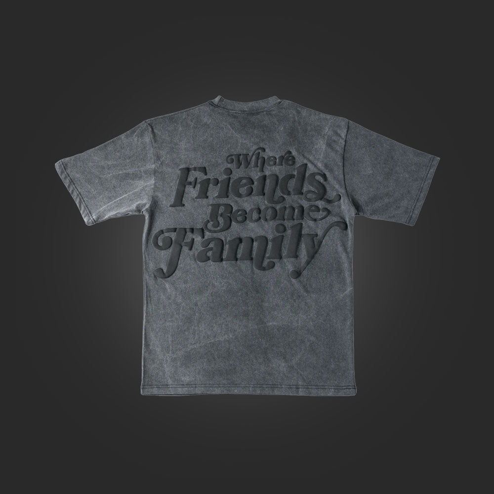 YFK x SAVS FRIENDS & FAMILY PREMIUM TSHIRT - WASHED BLACK/BLACK