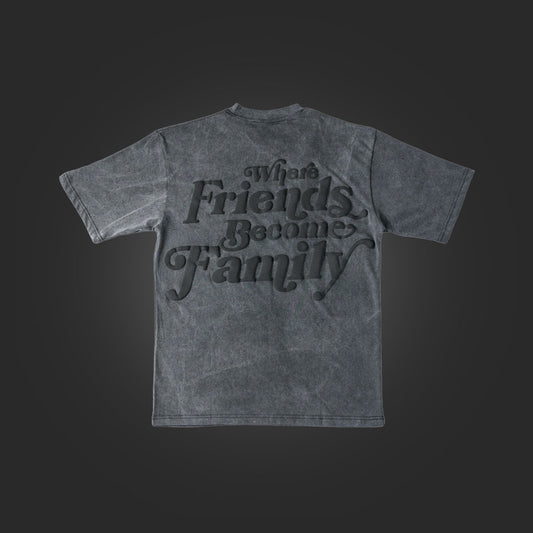 YFK x SAVS FRIENDS & FAMILY PREMIUM TSHIRT - WASHED BLACK/BLACK