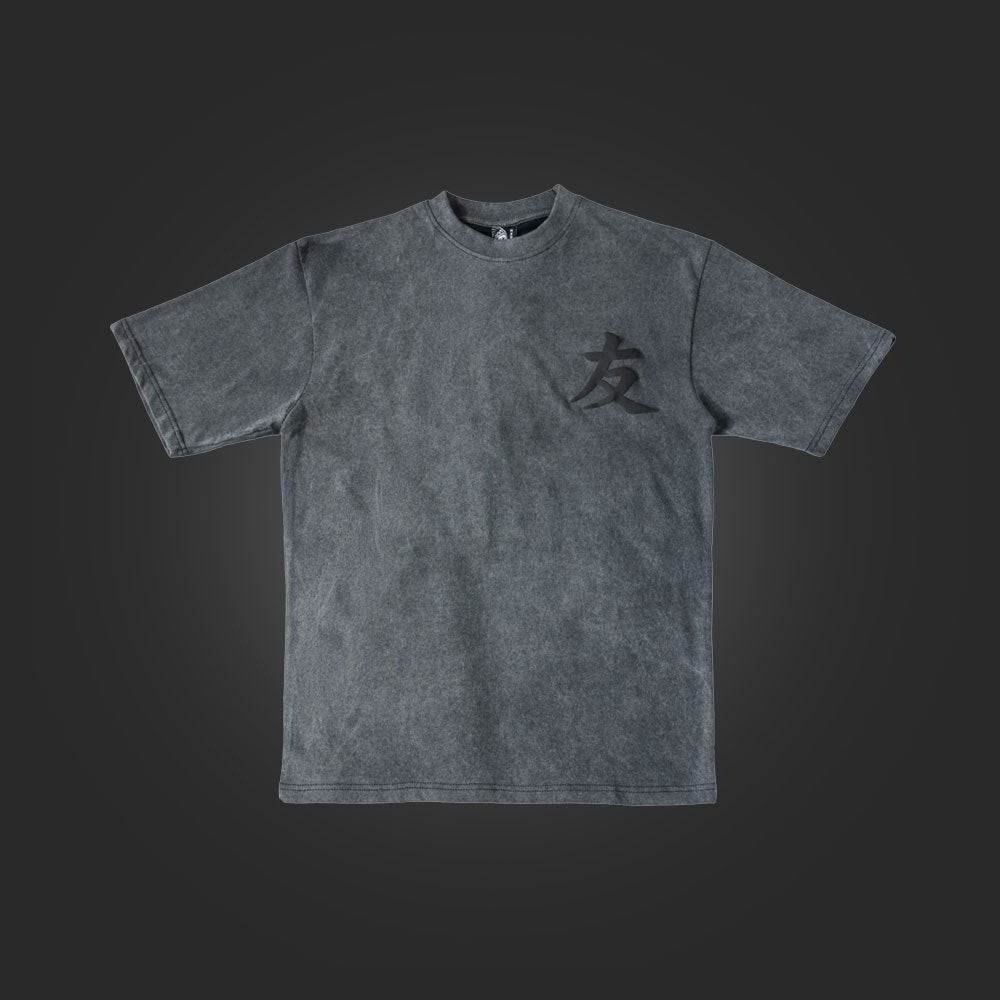 YFK x SAVS FRIENDS & FAMILY PREMIUM TSHIRT - WASHED BLACK/BLACK