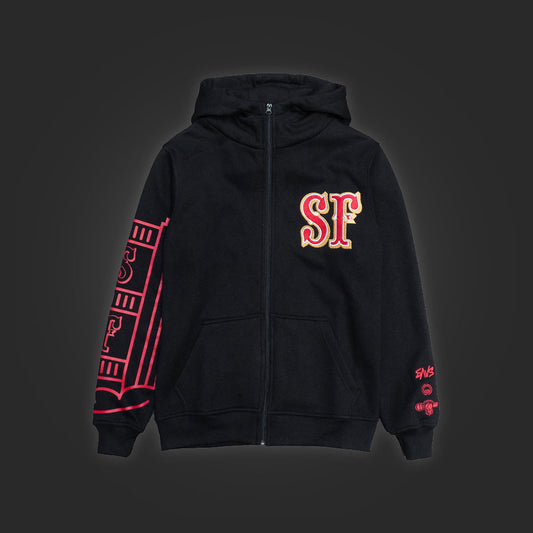 SAVS x MOJO LABS x BBC "SF" CADET HOODIE - BLACK