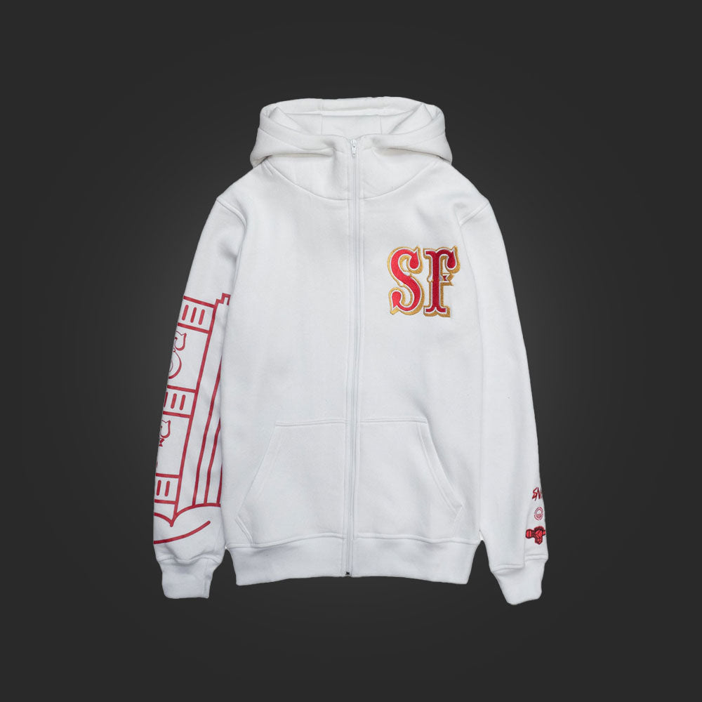 SAVS x MOJO LABS x BBC "SF" CADET HOODIE - WHITE
