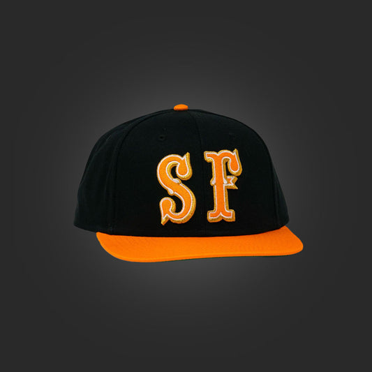 SAVS x BBC 6 PANEL "SF" SNAPBACK - BLACK/ORANGE