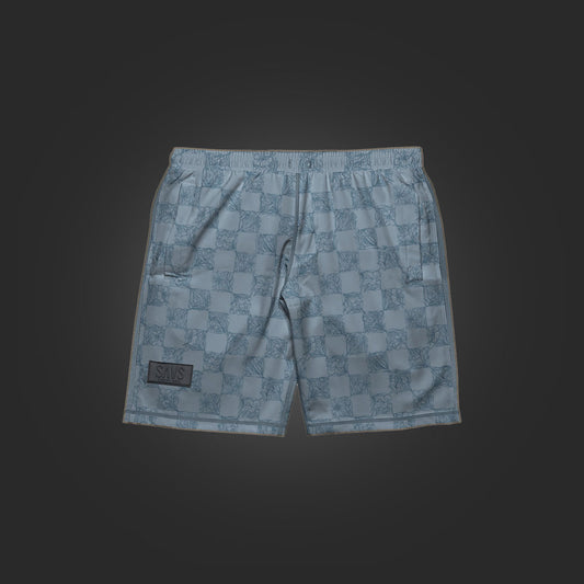 SAVS CHECKER FLORAL HYBRID SHORTS - SLATE BLUE