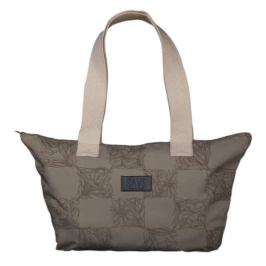 SAVS BIG FLORAL CHECKER TOTE BAG - TAUPE