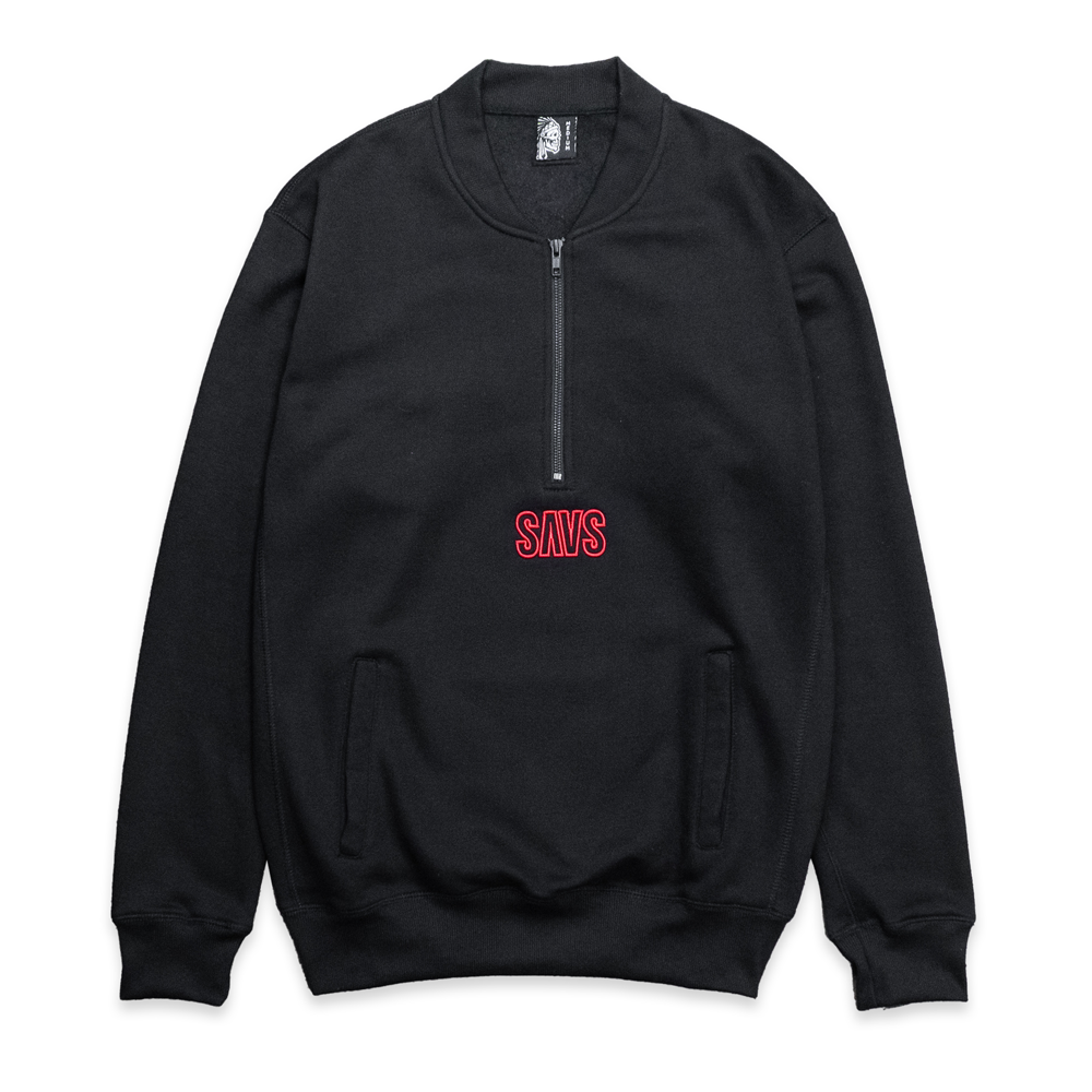 SAVS HALF ZIP SWEATSHIRT - BLACK