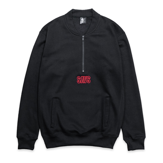 SAVS HALF ZIP SWEATSHIRT - BLACK