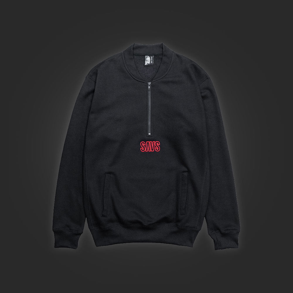 SAVS HALF ZIP SWEATSHIRT - BLACK