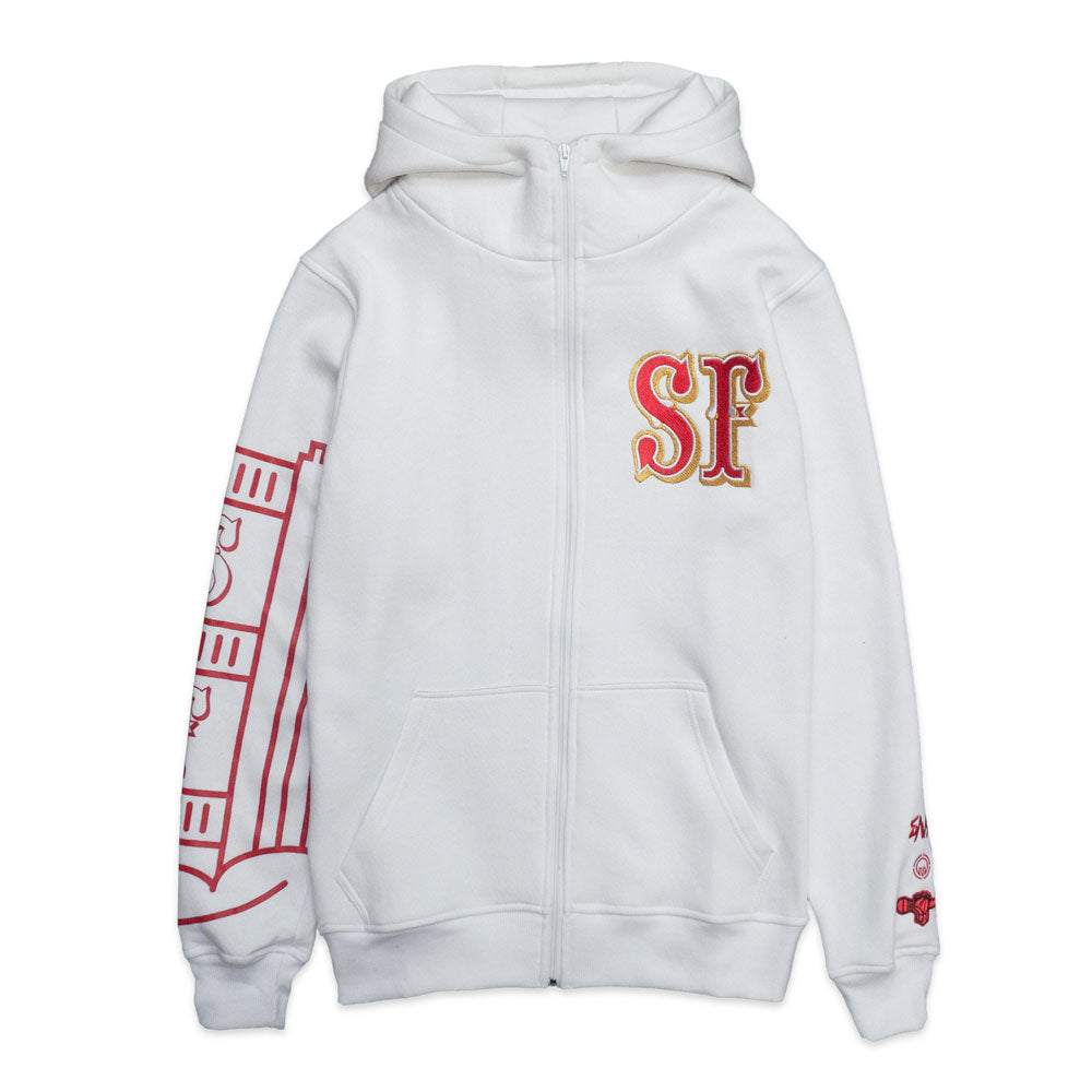 SAVS x MOJO LABS x BBC "SF" CADET HOODIE - WHITE