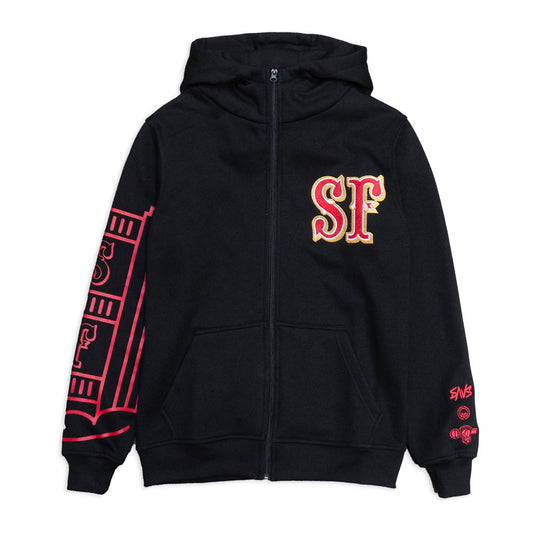 SAVS x MOJO LABS x BBC "SF" CADET HOODIE - BLACK