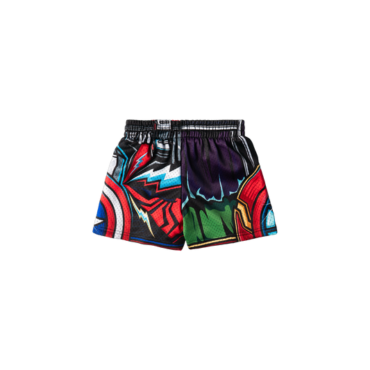 "WHAT THE?! HERO" KIDS TRIMLESS HOOP SHORTS