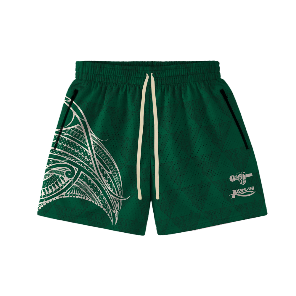 KAVA x BBC MEN'S TRIMLESS HOOP SHORTS - GREEN