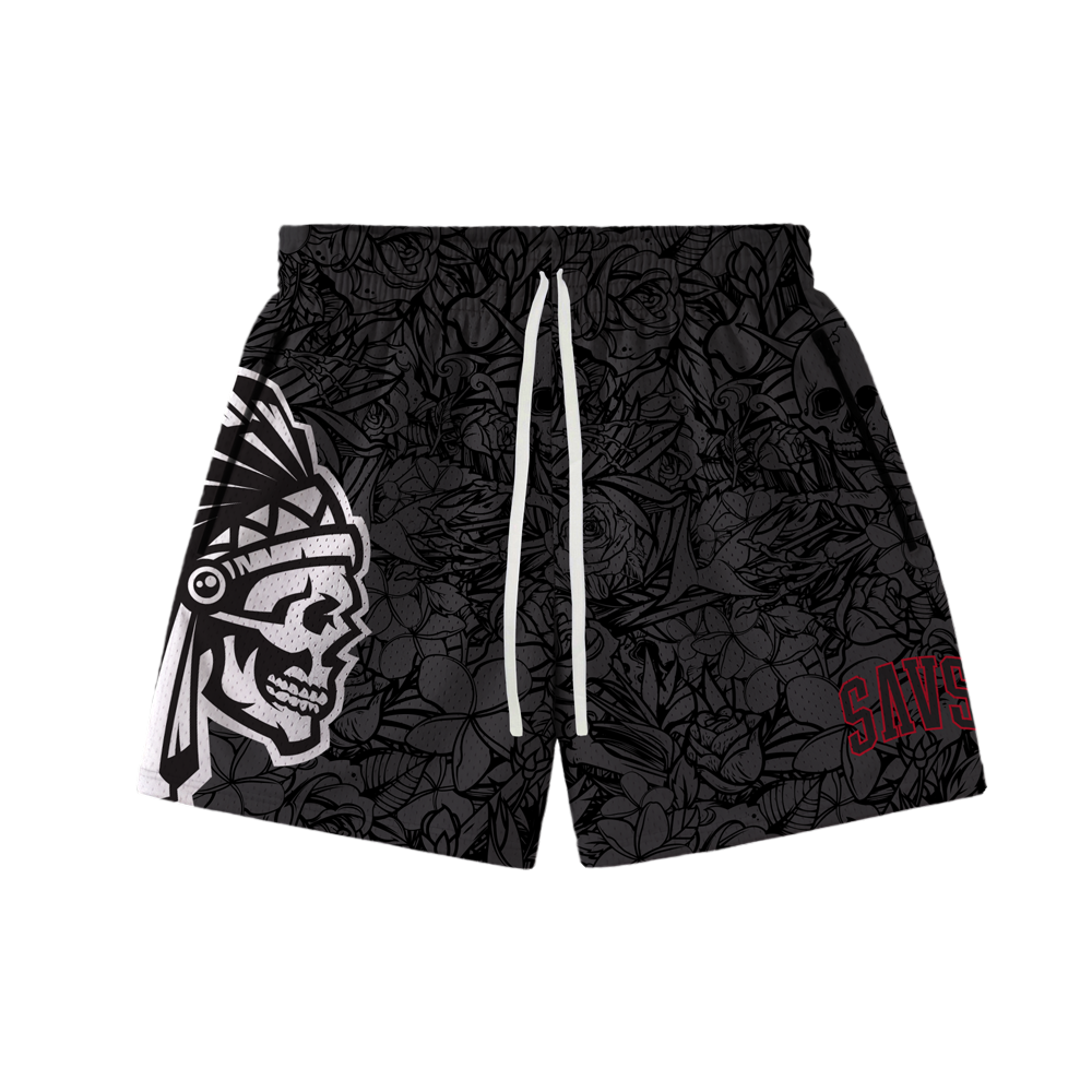 CLASSIC CHIEF FLORAL SHORTS - BLACK/WHITE