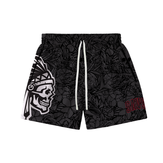 CLASSIC CHIEF FLORAL SHORTS - BLACK/WHITE