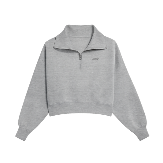 LADY SAVS CROPPED QUARTER ZIP - HEATHER GREY