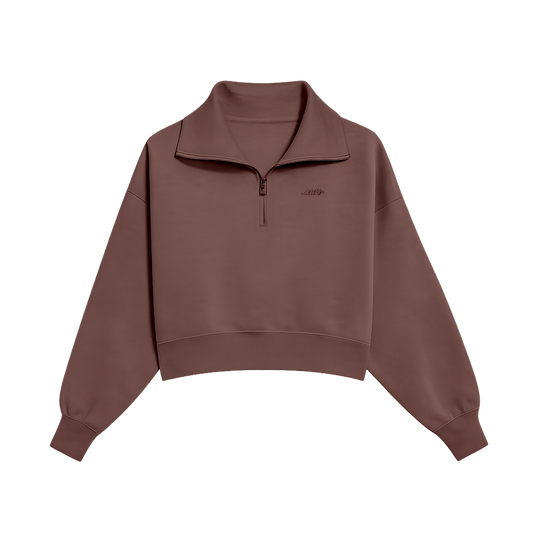 LADY SAVS CROPPED QUARTER ZIP - DEEP MAUVE