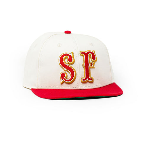 SAVS x BBC 6 PANEL "SF" SNAPBACK - RED/SAIL