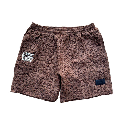 SAVS x FDS BROWN FLORAL TEXTURED SHORTS