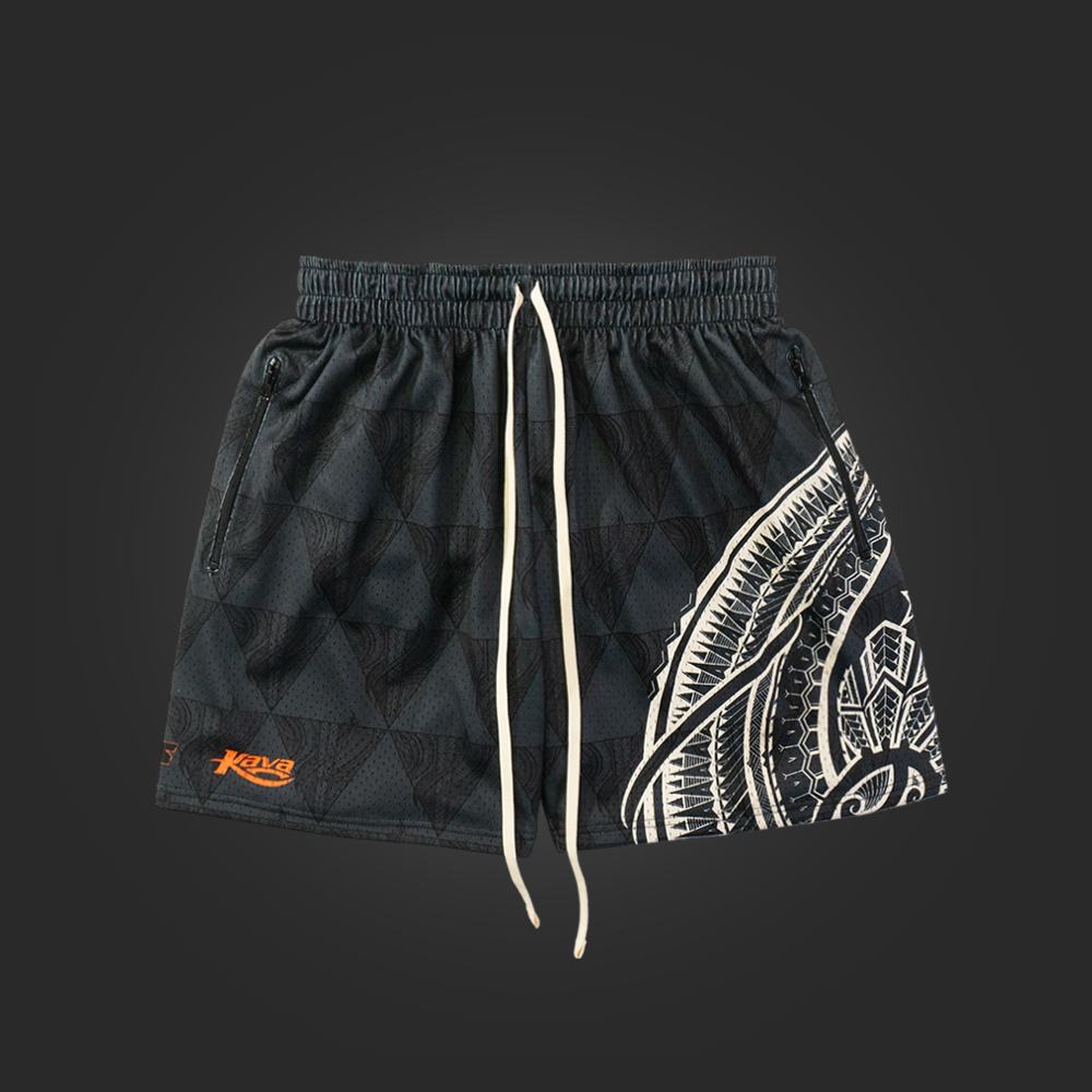KAVA x SAVS SUN HOOP SHORTS - BLACK/GREY/CREAM
