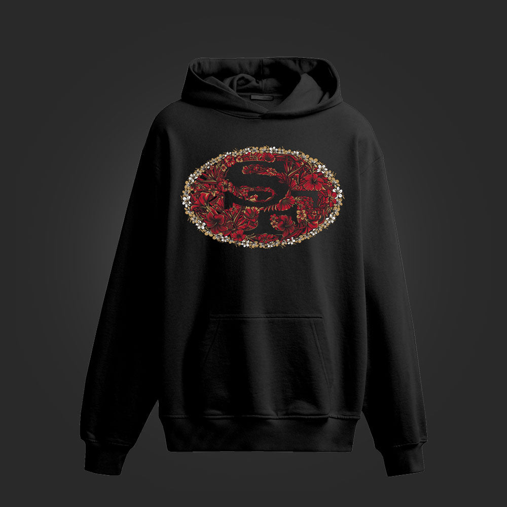 SF FLORAL HOODIE - BLACK
