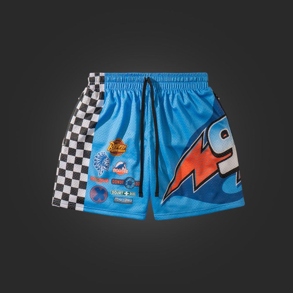 "GO FAST" MEN'S TRIMLESS HOOP SHORTS - DINOCO BLUE