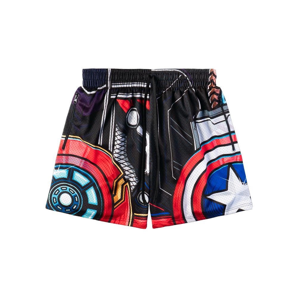 "WHAT THE?! HERO" MEN'S TRIMLESS HOOP SHORTS