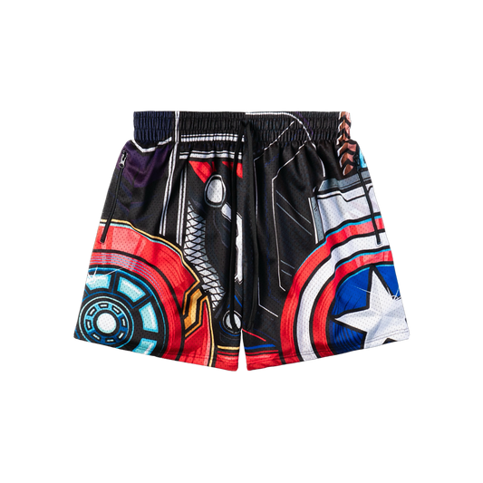"WHAT THE?! HERO" MEN'S TRIMLESS HOOP SHORTS