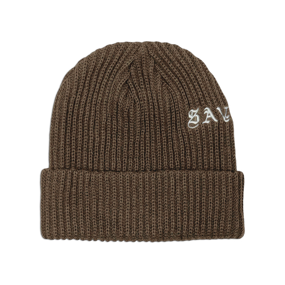 SAVS "OLD E" KNIT BEANIE - DARK MOCHA