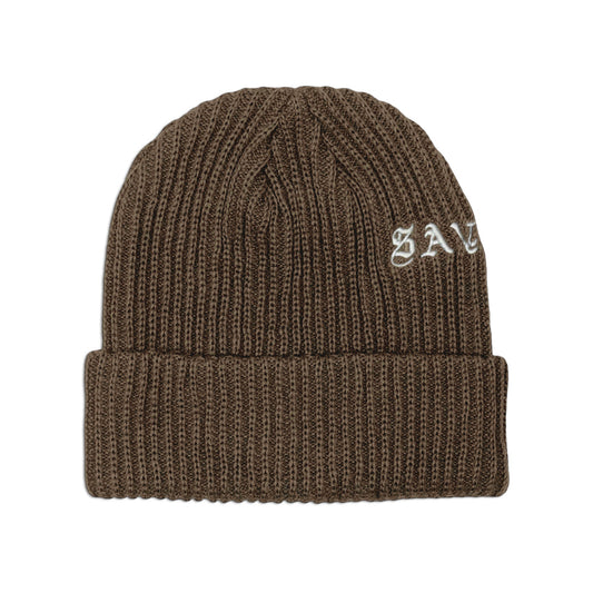 SAVS "OLD E" KNIT BEANIE - DARK MOCHA