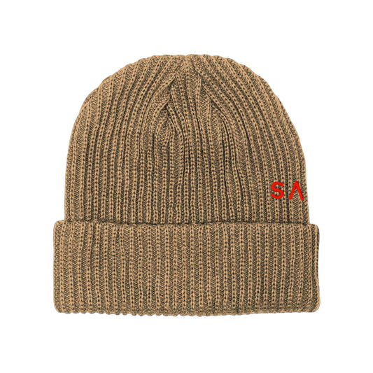 SAVS "GI" KNIT BEANIE - SAND/RED