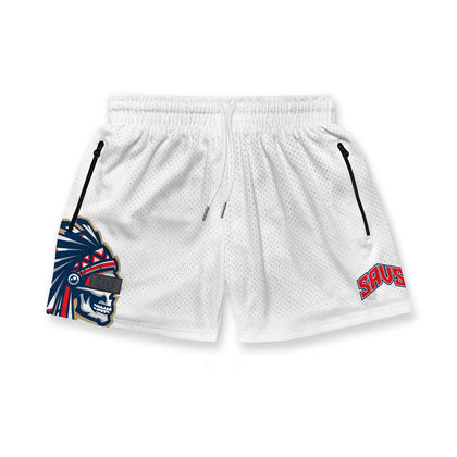 SAVS "GOLD MEDAL" GYM SHORTS - WHITE