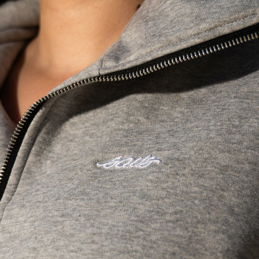 LADY SAVS CROPPED QUARTER ZIP - HEATHER GREY