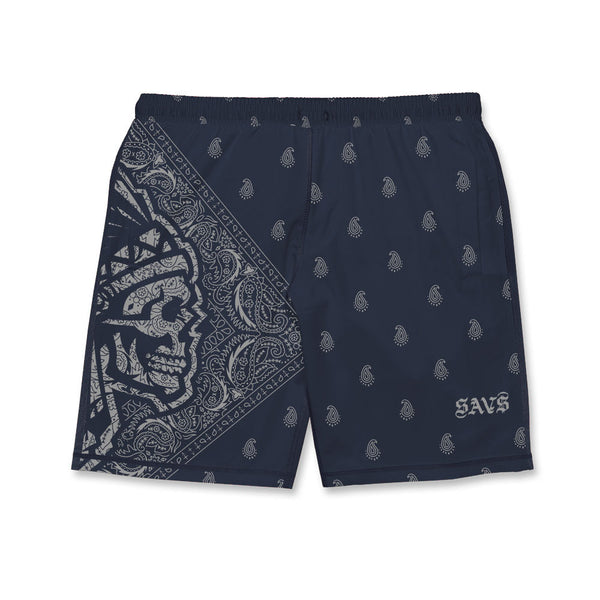 SAVS OLD E PAISLEY HYBRID SHORTS - NAVY