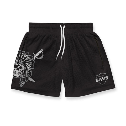 SAVS RAIDER CHIEF GYM SHORTS - BLACK (SHIPS ON OR BEFORE 10/11/24)