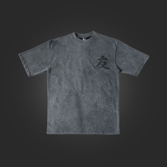 YFK x SAVS FRIENDS & FAMILY PREMIUM TSHIRT - WASHED BLACK/BLACK